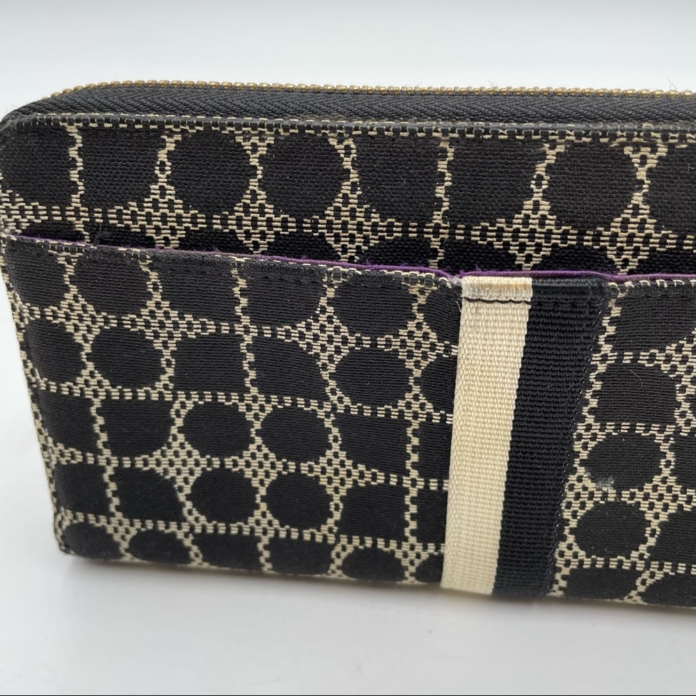 Kate Spade Classic Noel Neda Black Cream Canvas Zip Around Wallet - Picture 4 of 14